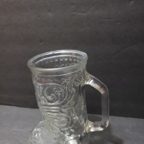 Vintage GLASS  Embossed Western Cowboy Glass Boot Mug - Picture 4 of 9